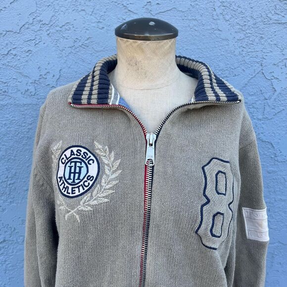 Tommy Hilfiger y2k Sweater Mens Zip cardigan in Medium Preppy Sweater - Picture 2 of 10